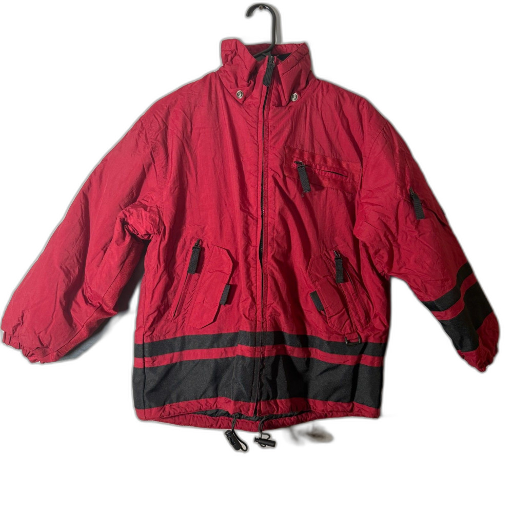 Black Dot Jacket Youth M Vintage 90s Snowboard Ski Coat Red Black BoardWear Y2K